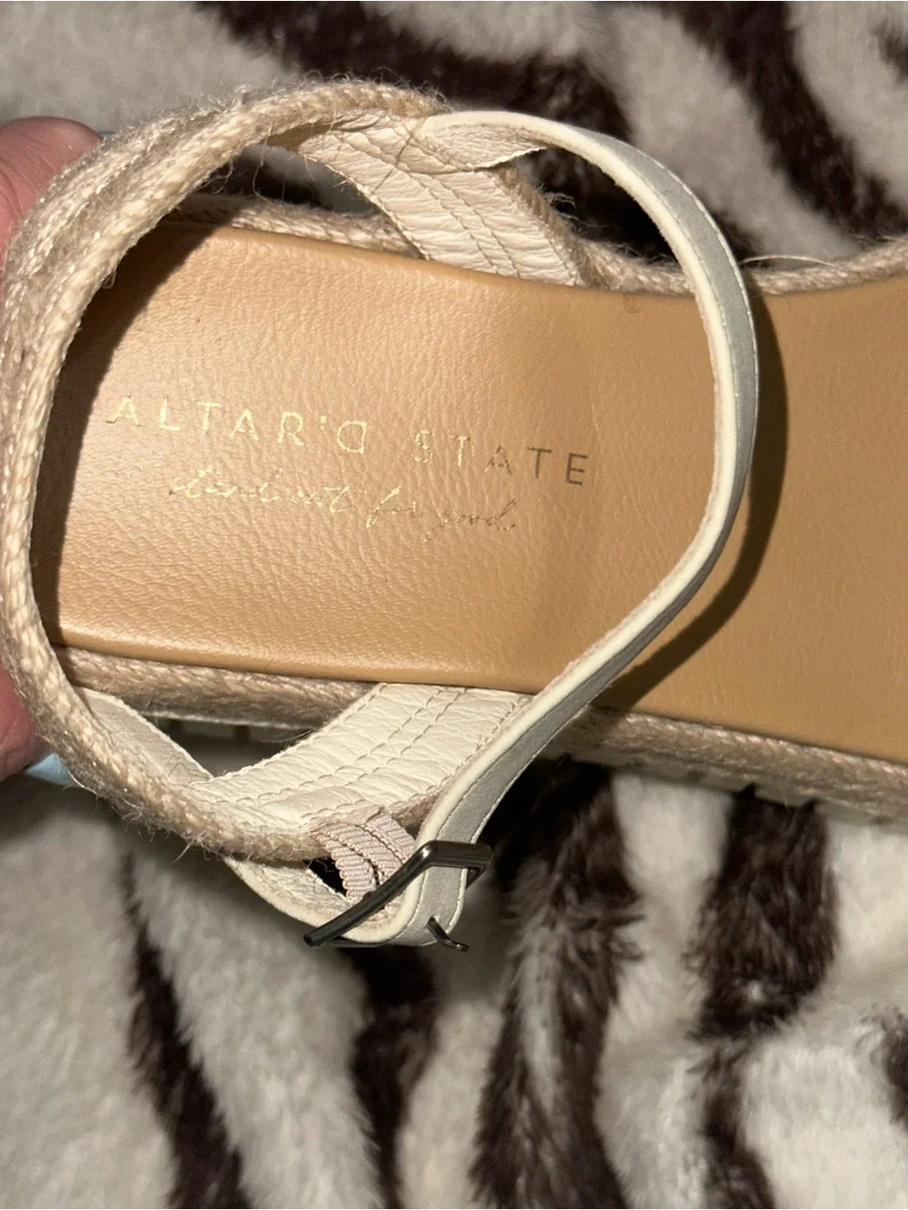 Altar’d State Women’s Cream Platform Sandals with Ankle Strap